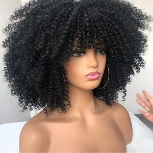 Short Kinky Woman’s Curly Afro BLACK WIG NEW
